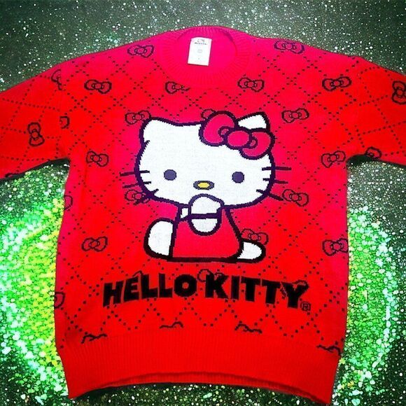 Sanrio red sitting Hello Kitty bows sweater - Picture 1 of 6
